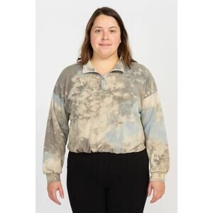 NWOT Abound Women’s Multicolor Tie-Dye Partial Zip Cropped Sweatshirt Size Large